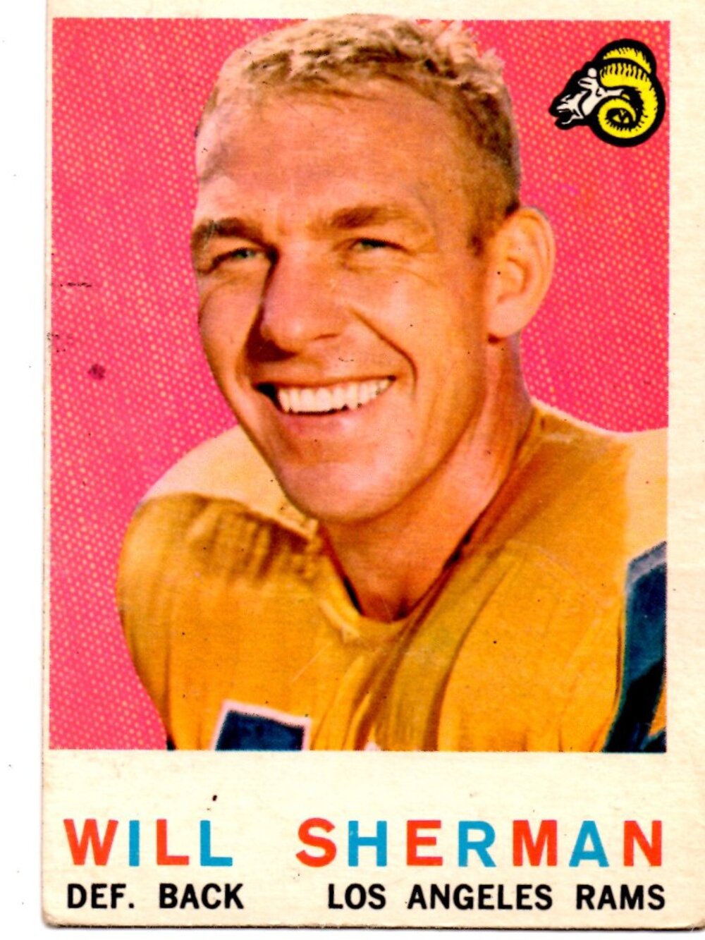 Vintage Sports Card - 1959 Topps Will Sherman Football Card, Los Angeles Rams